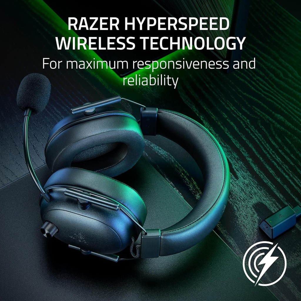 Razer BlackShark V2 HyperSpeed Wireless/Bluetooth/Wired Gaming Headset,THX Spatial Audio,Hyperclear Passive Noise Cancellation Mic,Upto 70 Hrs Battery,For PC, Mac, PS5/PS4 & Mobile Devices