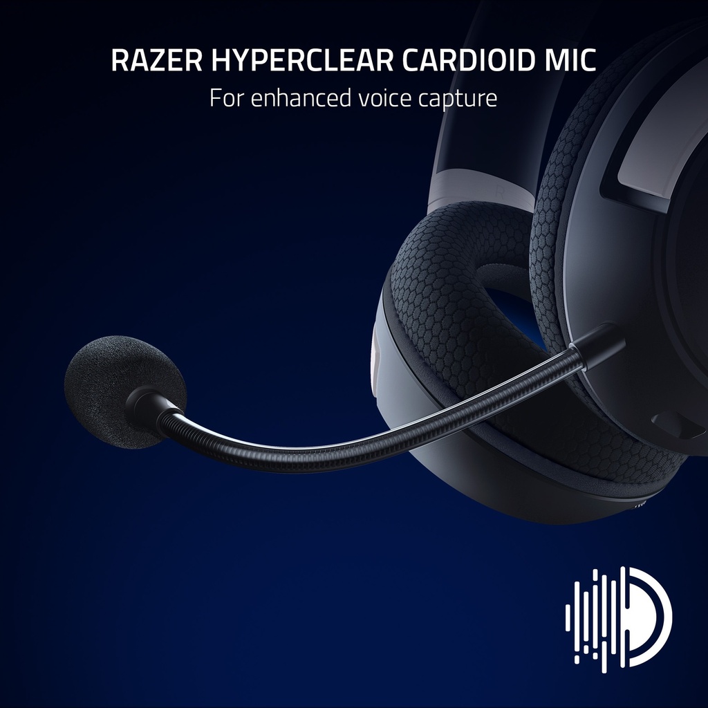 Razer Kaira HyperSpeed Wireless Gaming Headset for PlayStation: 50mm Drivers, HyperClear Cardioid Mic, Memory Foam Cushions, Bluetooth, 30 Hr Battery for PS5, PS4, PC, Mobile - White & Black