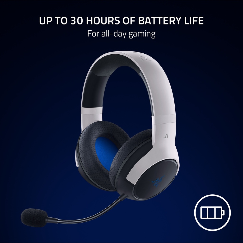 Razer Kaira HyperSpeed Wireless Gaming Headset for PlayStation: 50mm Drivers, HyperClear Cardioid Mic, Memory Foam Cushions, Bluetooth, 30 Hr Battery for PS5, PS4, PC, Mobile - White & Black