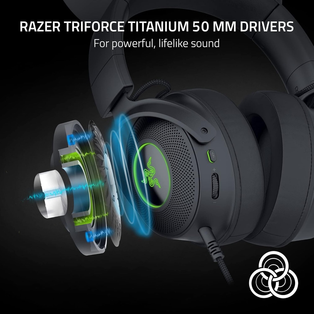 Razer Kraken Kitty V2 Pro Wired RGB Headset: Interchangeable Ears (Kitty, Bear, Bunny), Stream Reactive Lighting, Detachable HyperClear Cardioid Mic, 50mm Drivers, 7.1 Surround Sound - Black