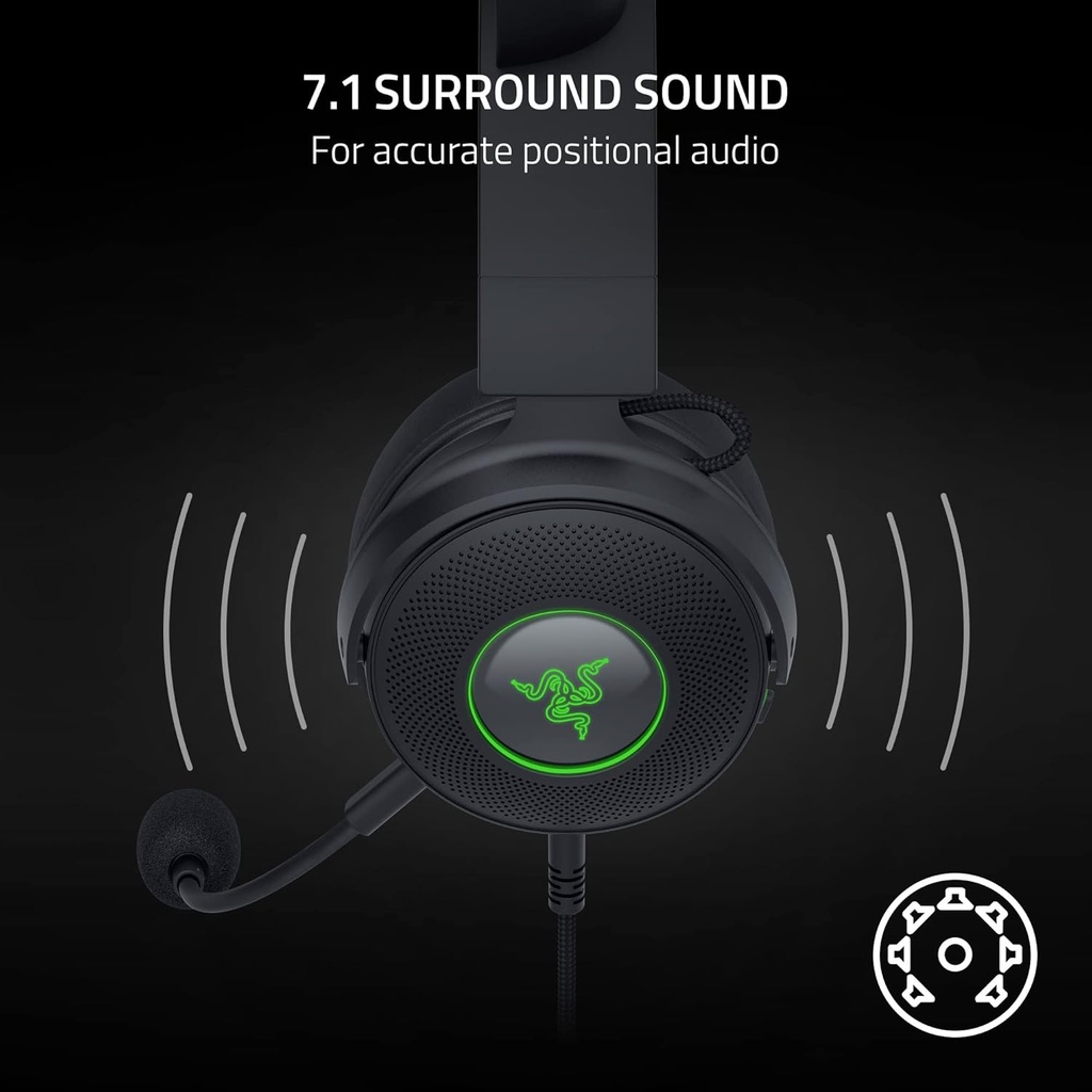 Razer Kraken Kitty V2 Pro Wired RGB Headset: Interchangeable Ears (Kitty, Bear, Bunny), Stream Reactive Lighting, Detachable HyperClear Cardioid Mic, 50mm Drivers, 7.1 Surround Sound - Black