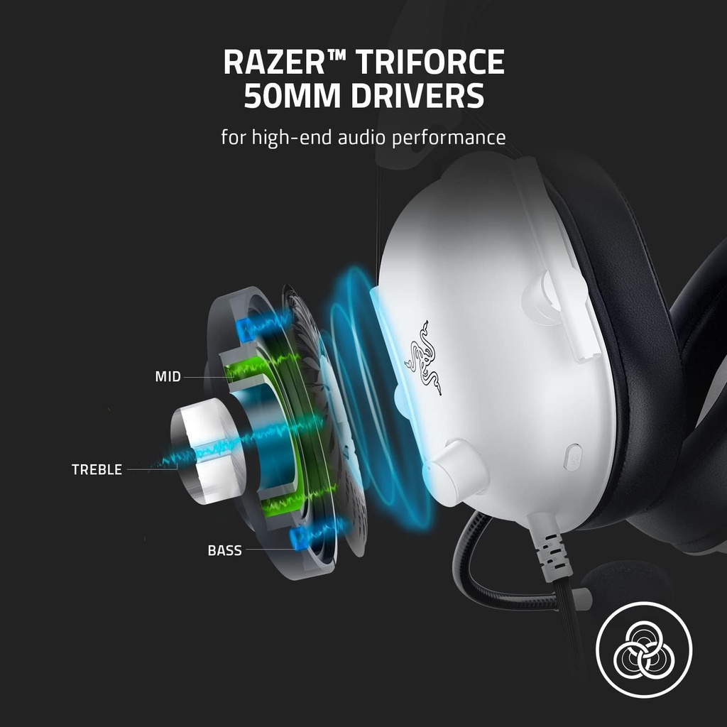 Razer BlackShark V2 X Esports 7.1 Surround Sound Wired Gaming Headset - For PC,PS4, Xbox One,Switch & Mobile Devices – White Edition