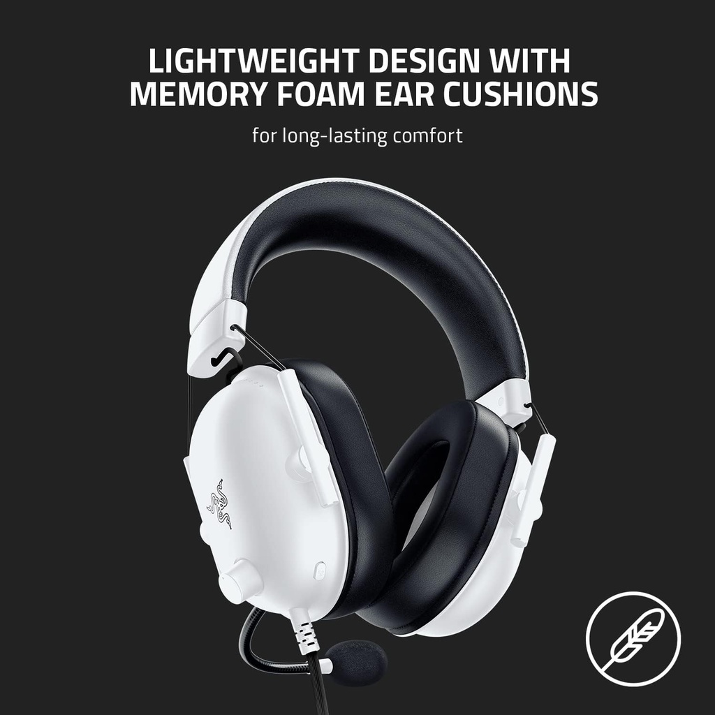 Razer BlackShark V2 X Esports 7.1 Surround Sound Wired Gaming Headset - For PC,PS4, Xbox One,Switch & Mobile Devices – White Edition