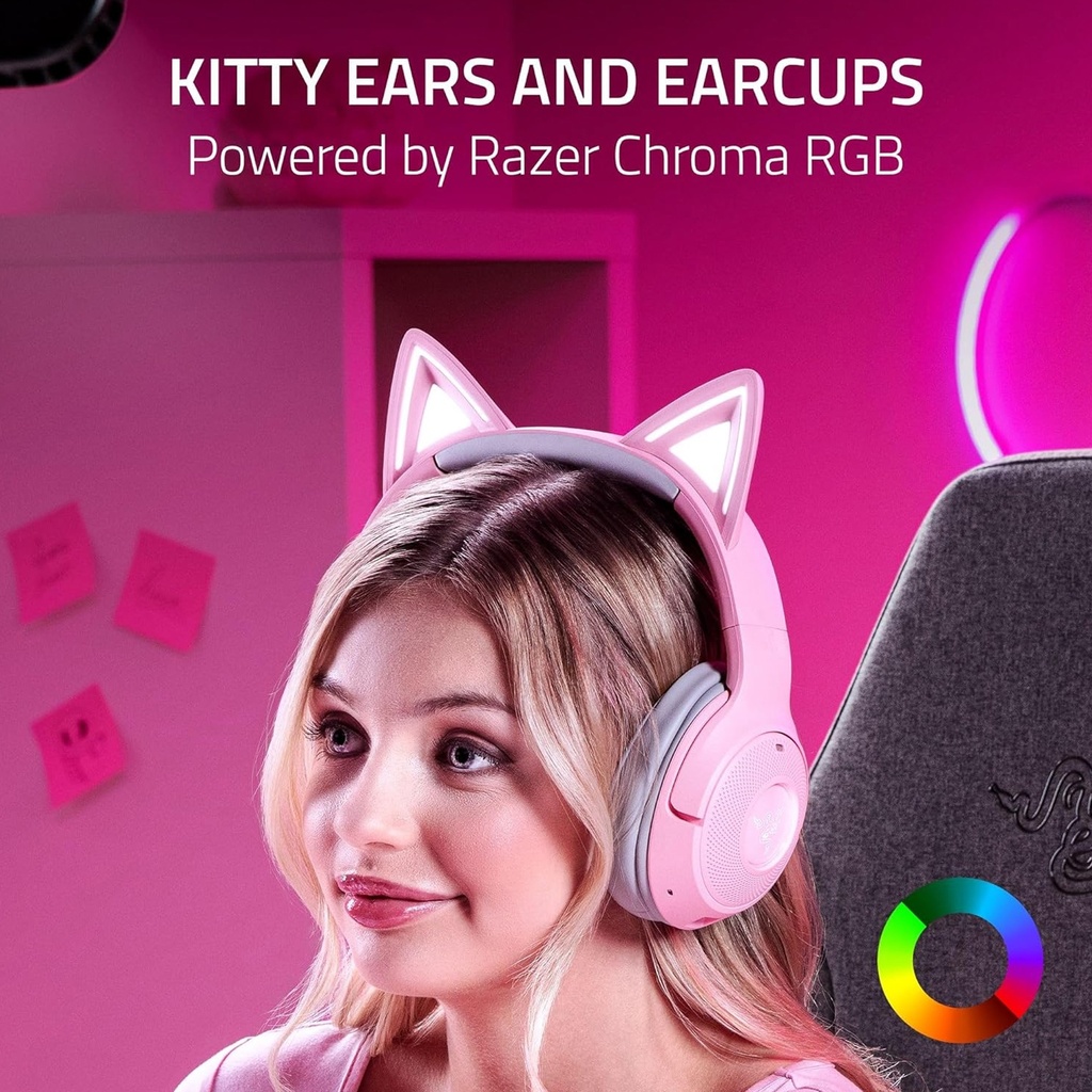Razer Kraken Kitty V2 BT Quartz Edition Wireless/Bluetooth Gaming Headset RGB With Kitty Ears - Pink