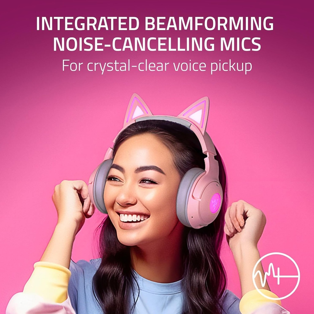 Razer Kraken Kitty V2 BT Quartz Edition Wireless/Bluetooth Gaming Headset RGB With Kitty Ears - Pink