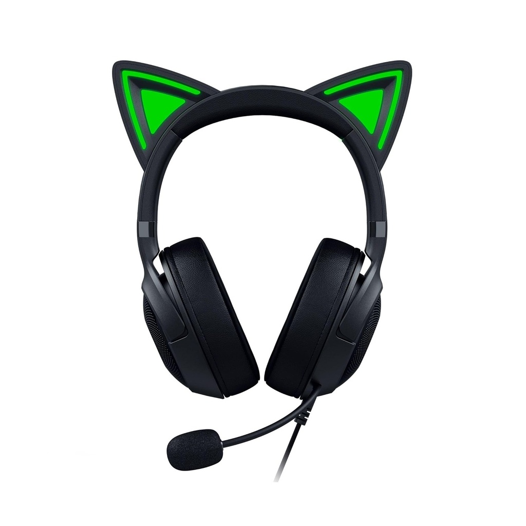 Razer Kraken Kitty V2 USB Wired RGB Gaming Headset: Chroma Kitty Ears, Stream Reactive Lighting, HyperClear Cardioid Mic, 7.1 Surround Sound For PC, PS4, PS5 - Black