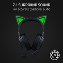 Razer Kraken Kitty V2 USB Wired RGB Gaming Headset: Chroma Kitty Ears, Stream Reactive Lighting, HyperClear Cardioid Mic, 7.1 Surround Sound For PC, PS4, PS5 - Black