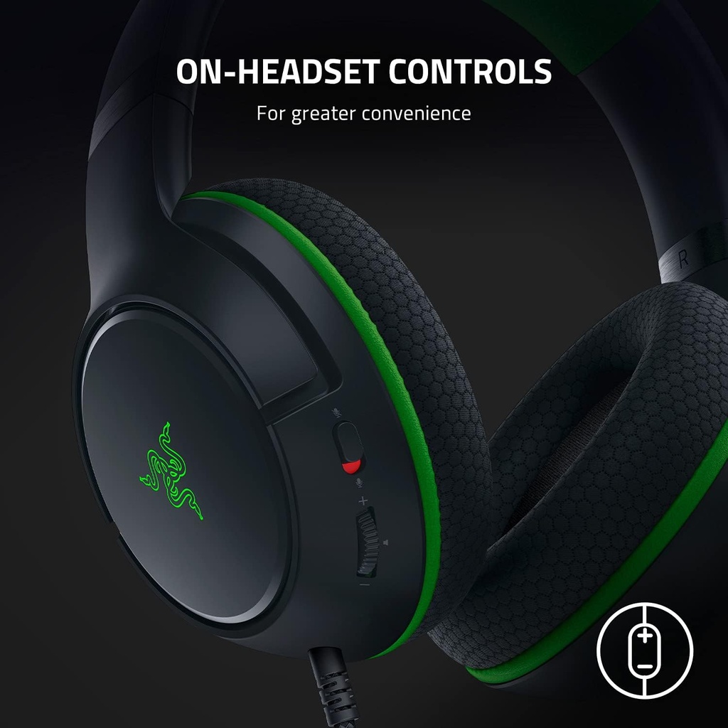 Razer Kaira X Wired Headset for Xbox Series X|S, Xbox One, PC, Mac & Mobile Devices: Triforce 50mm Drivers, HyperClear Cardioid Mic, Flowknit Memory Foam Ear Cushions, On Headset Controls - Black