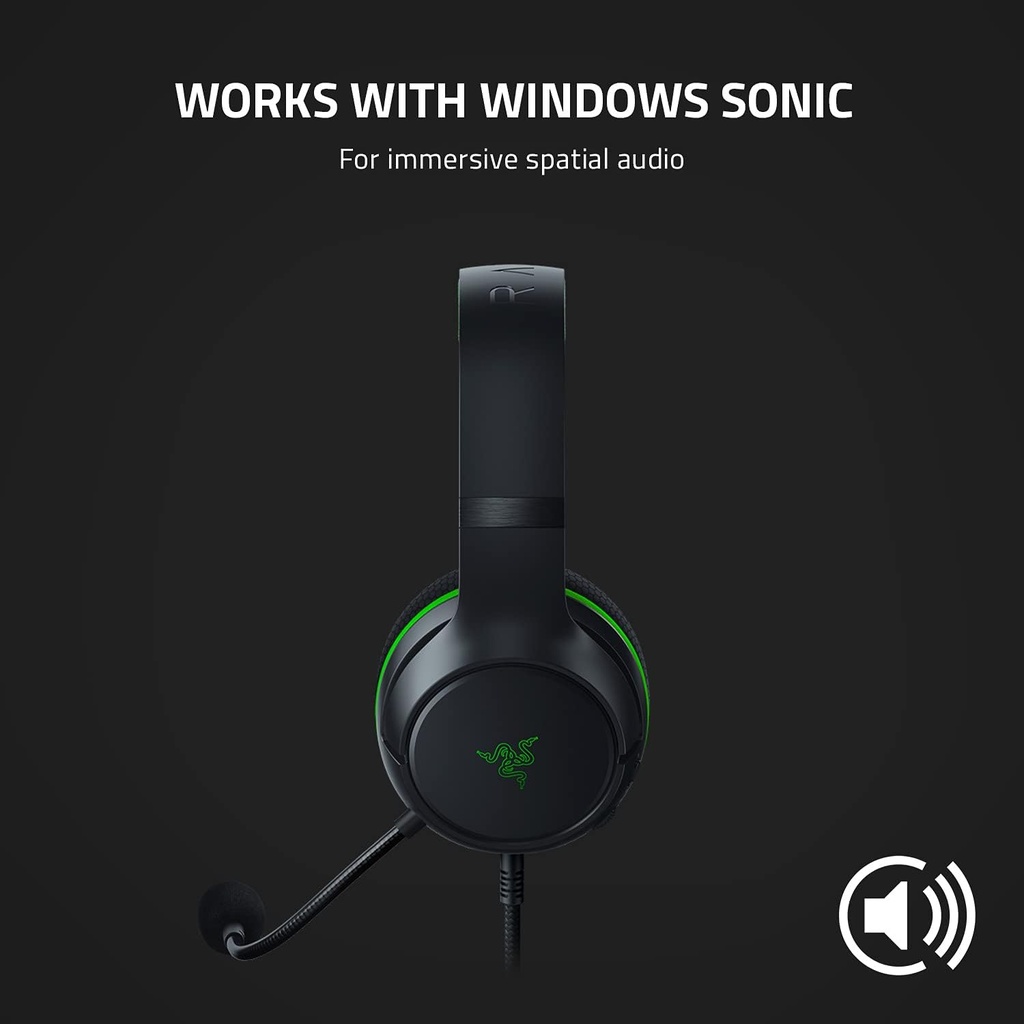 Razer Kaira X Wired Headset for Xbox Series X|S, Xbox One, PC, Mac & Mobile Devices: Triforce 50mm Drivers, HyperClear Cardioid Mic, Flowknit Memory Foam Ear Cushions, On Headset Controls - Black