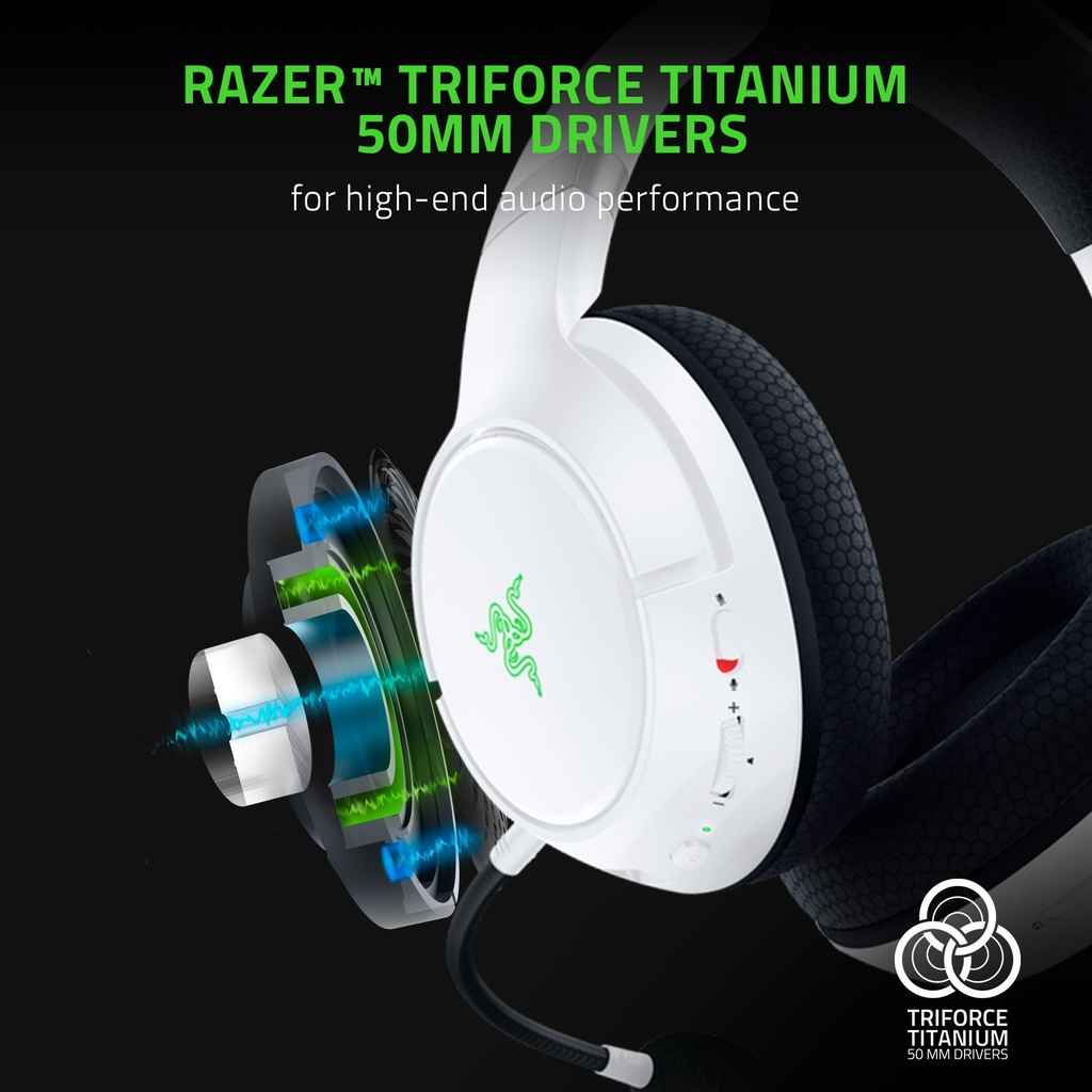 Razer Kaira Pro for Xbox Gaming Headset, Wireless / Bluetooth Connectivity, Titanium Drivers & Detachable Supercardioid Mic, for Xbox Series X|S and mobile Gaming - White | RZ04-03470300-R3M1