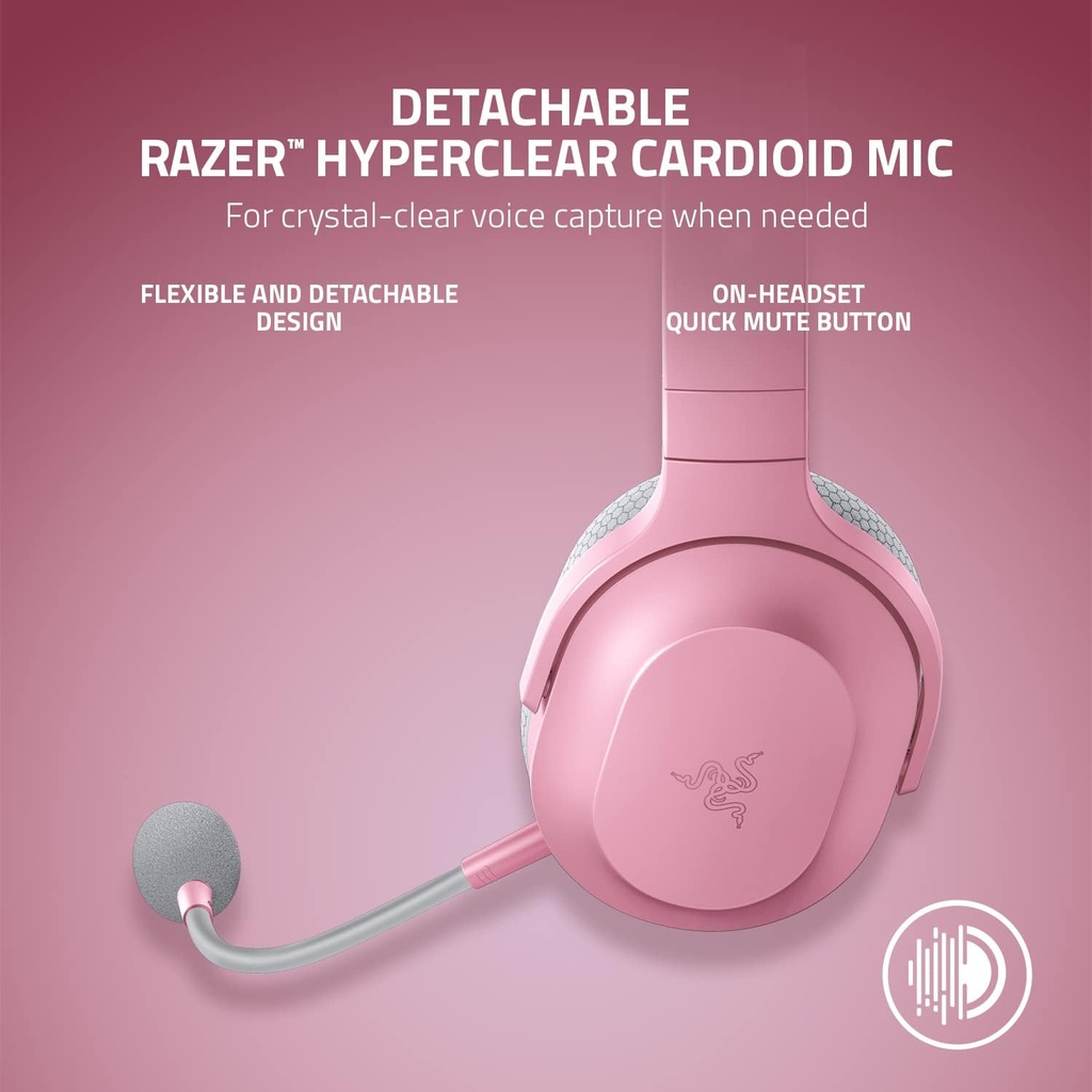 Razer Barracuda X Wireless/Bluetooth/Wired 7.1 Surround Sound Gaming Headset, Detachable Hyperclear Cardioid Mic,Upto 50 Hrs Battery Life For PC,PlayStation,Switch & Mobile Devices - Quartz Edition