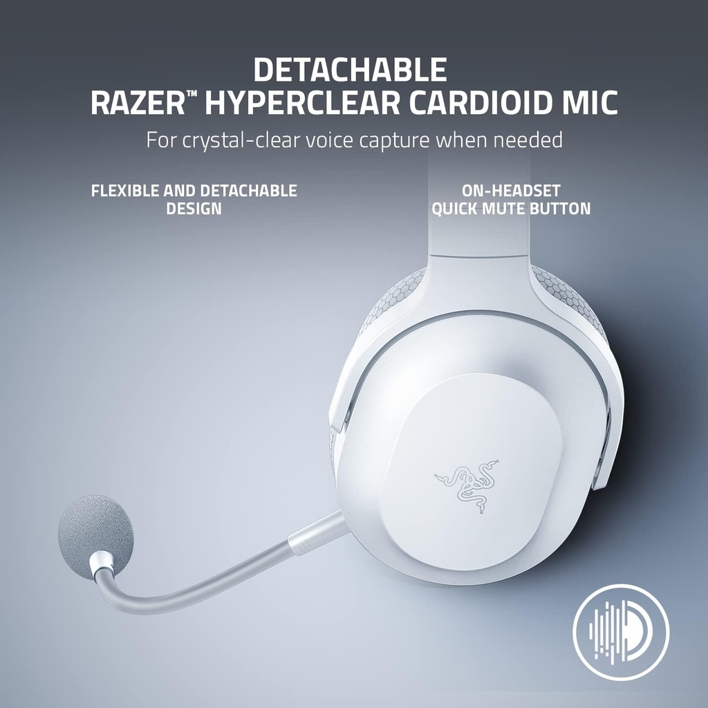 Razer Barracuda X Wireless/Bluetooth/Wired 7.1 Surround Sound Gaming Headset, Detachable Hyperclear Cardioid Mic,Upto 50 Hrs Battery Life For PC,PlayStation,Switch & Mobile Devices - Mercury White