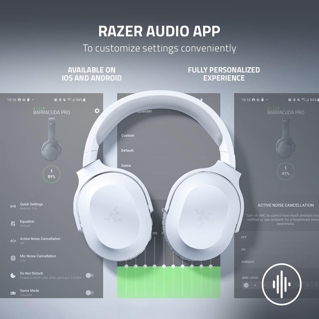Razer Barracuda X Wireless/Bluetooth/Wired 7.1 Surround Sound Gaming Headset, Detachable Hyperclear Cardioid Mic,Upto 50 Hrs Battery Life For PC,PlayStation,Switch & Mobile Devices - Mercury White