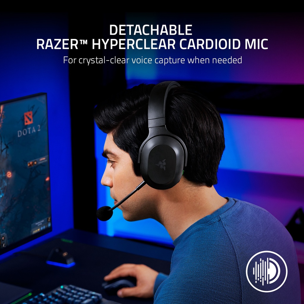 Razer Barracuda X Wireless/Bluetooth/Wired 7.1 Surround Sound Gaming Headset, Detachable Hyperclear Cardioid Mic,Upto 50 Hrs Battery Life For PC,PlayStation,Switch & Mobile Devices - Black