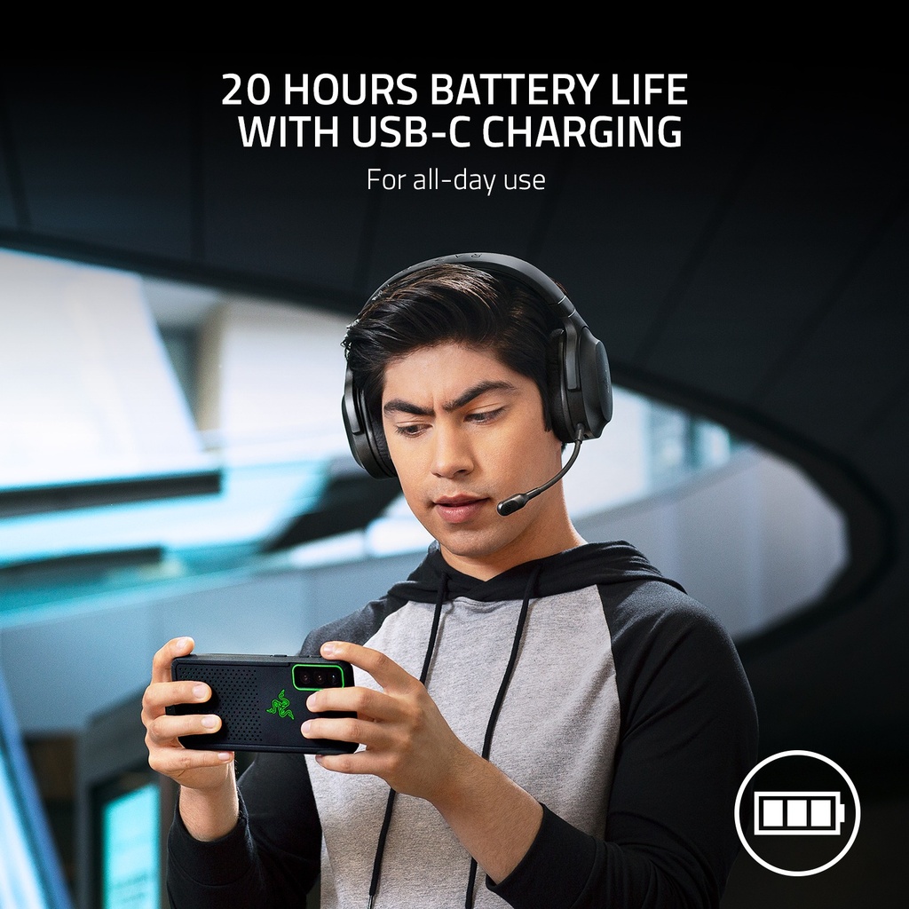 Razer Barracuda X Wireless/Bluetooth/Wired 7.1 Surround Sound Gaming Headset, Detachable Hyperclear Cardioid Mic,Upto 50 Hrs Battery Life For PC,PlayStation,Switch & Mobile Devices - Black