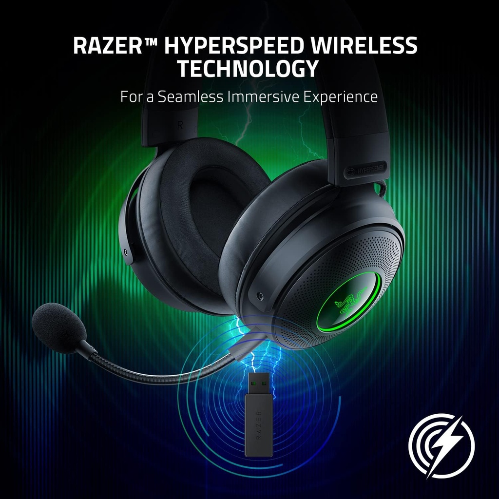 Razer Kraken V3 Pro Wireless/Wired (3.5mm) Gaming Headset Haptic Technology, HyperSense, Passive Noise Cancellation, For PC, PS4, PS5, Nintendo Switch, Mobile, Xbox - Black