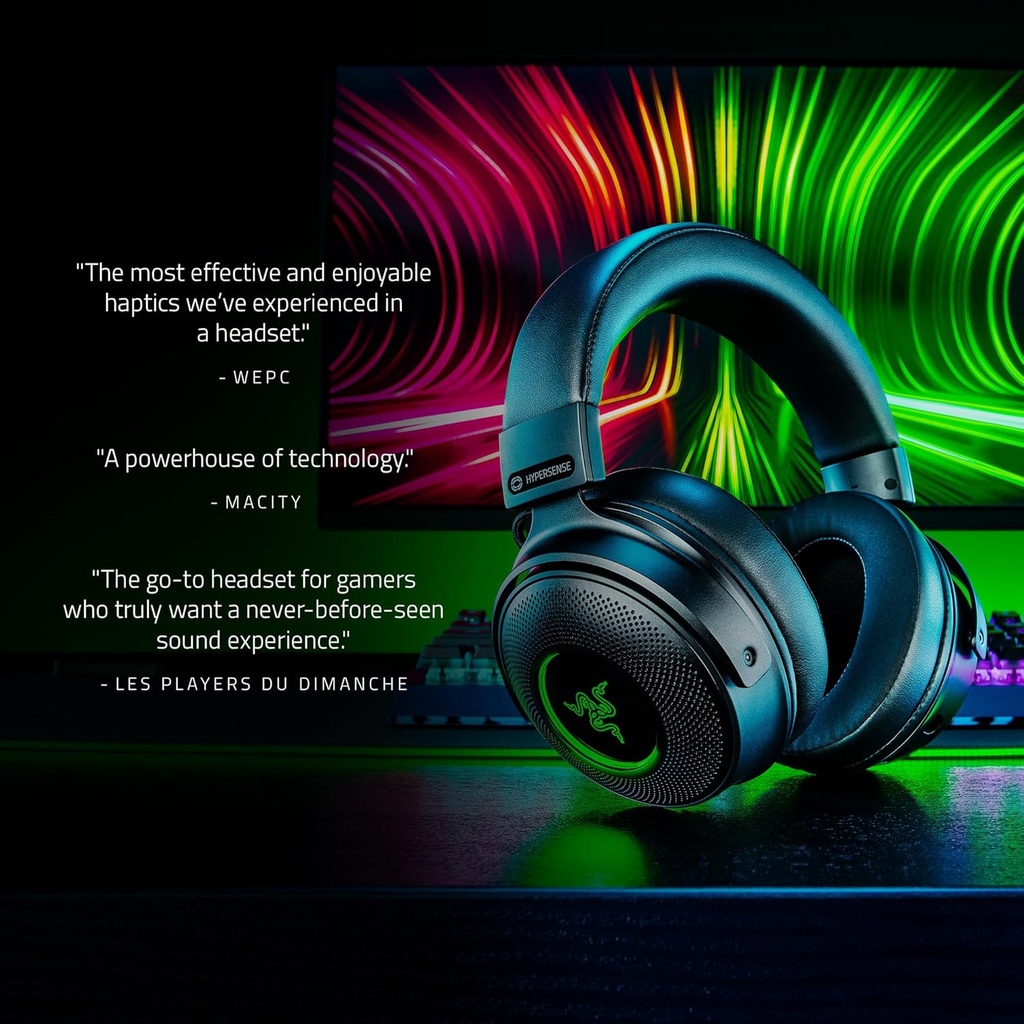 Razer Kraken V3 Pro Wireless/Wired (3.5mm) Gaming Headset Haptic Technology, HyperSense, Passive Noise Cancellation, For PC, PS4, PS5, Nintendo Switch, Mobile, Xbox - Black