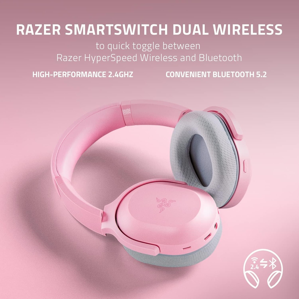 Razer BarraCuda Quartz Edition Wireless/Bluetooth/Wired (USB-C) Gaming Headset, THX Spatial Audio, Dual Noise-Cancellation, Up to 40 Hrs Battery Life, For PC, PS5/PS4,Switch & Mobile Devices