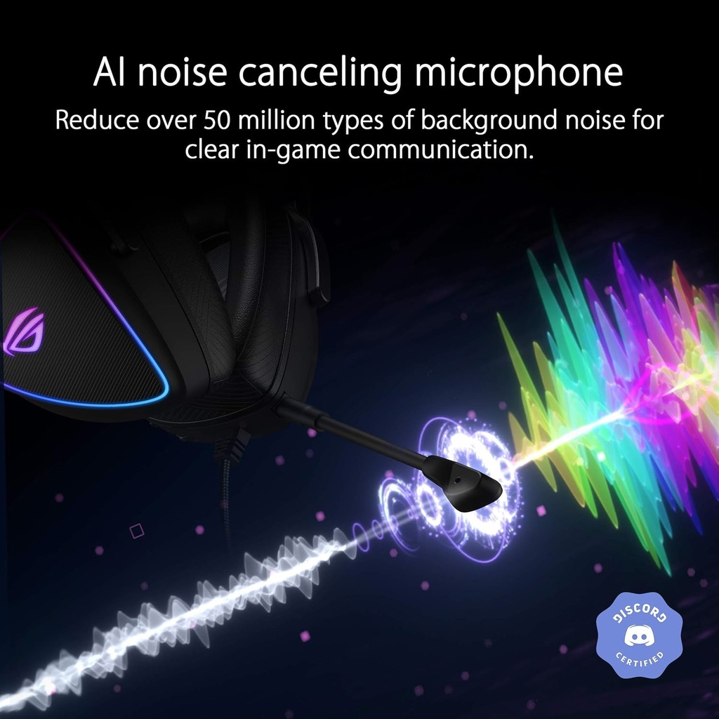 Asus ROG Delta S Wired Gaming Headset with AI noise-canceling mic, 7.1 Virtual Audio Channel, Detachable microphone, 50mm Neodymium Drivers, Asus Aura Scyn RGB, PC & Playstation / Nintendo, Black | 90YH02K0-B2UA00