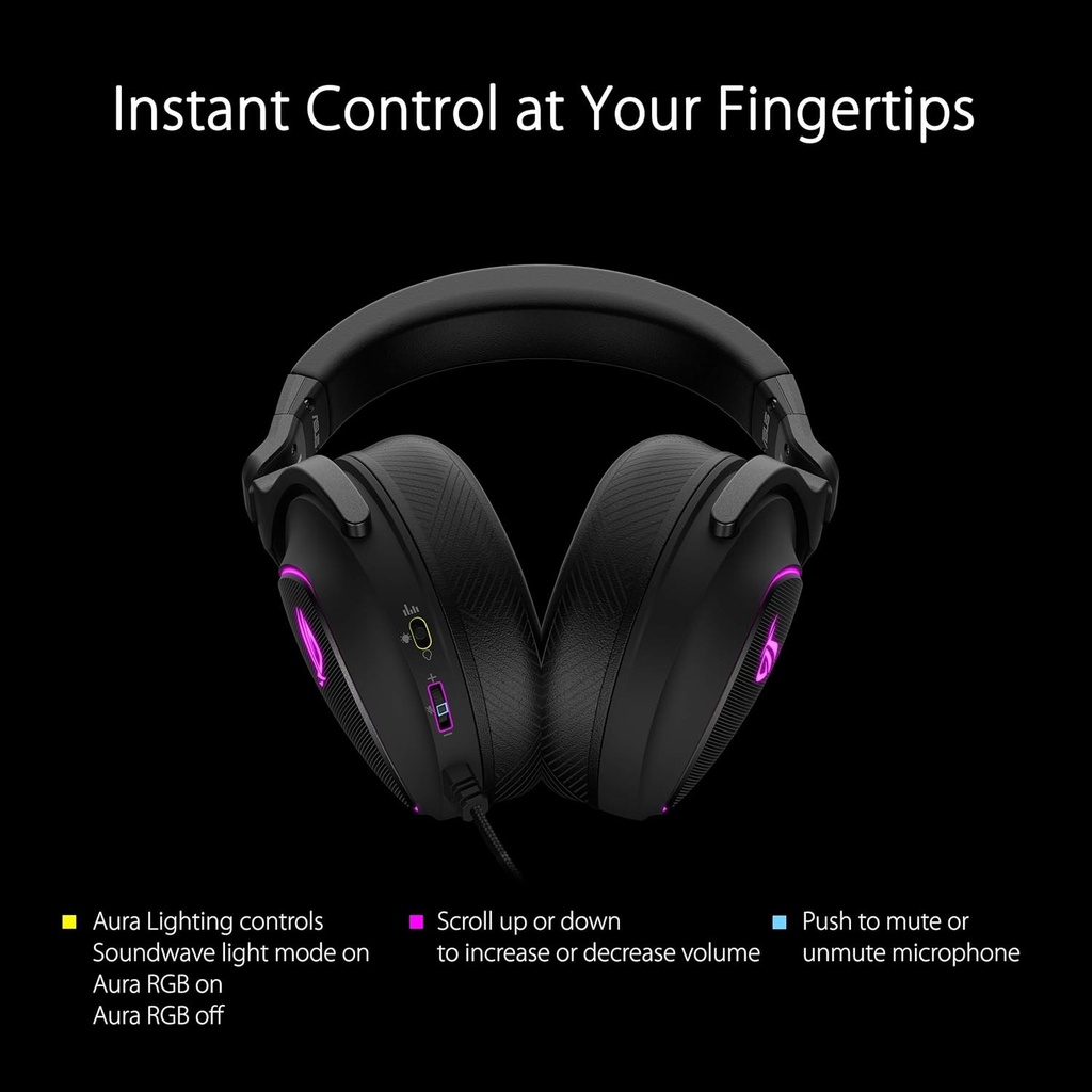 Asus ROG Delta S Wired Gaming Headset with AI noise-canceling mic, 7.1 Virtual Audio Channel, Detachable microphone, 50mm Neodymium Drivers, Asus Aura Scyn RGB, PC & Playstation / Nintendo, Black | 90YH02K0-B2UA00
