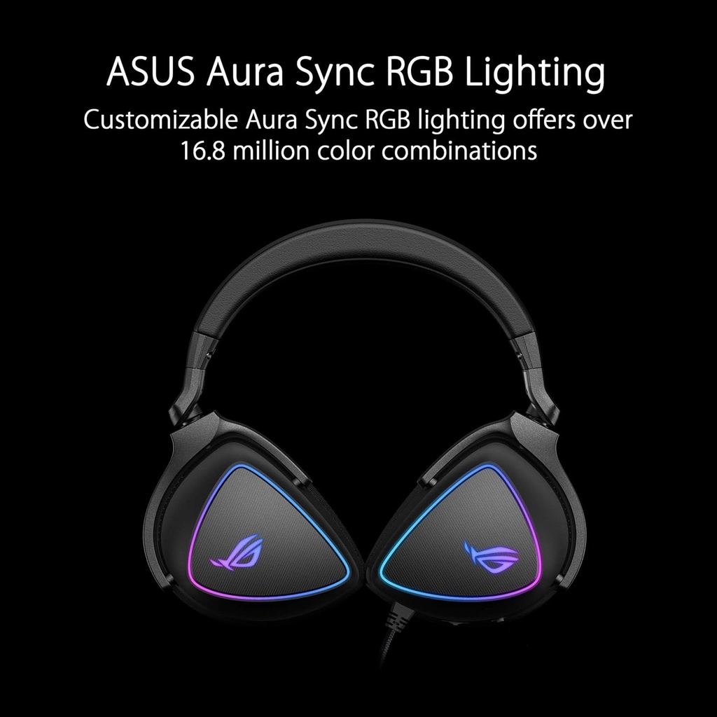 Asus ROG Delta S Wired Gaming Headset with AI noise-canceling mic, 7.1 Virtual Audio Channel, Detachable microphone, 50mm Neodymium Drivers, Asus Aura Scyn RGB, PC & Playstation / Nintendo, Black | 90YH02K0-B2UA00