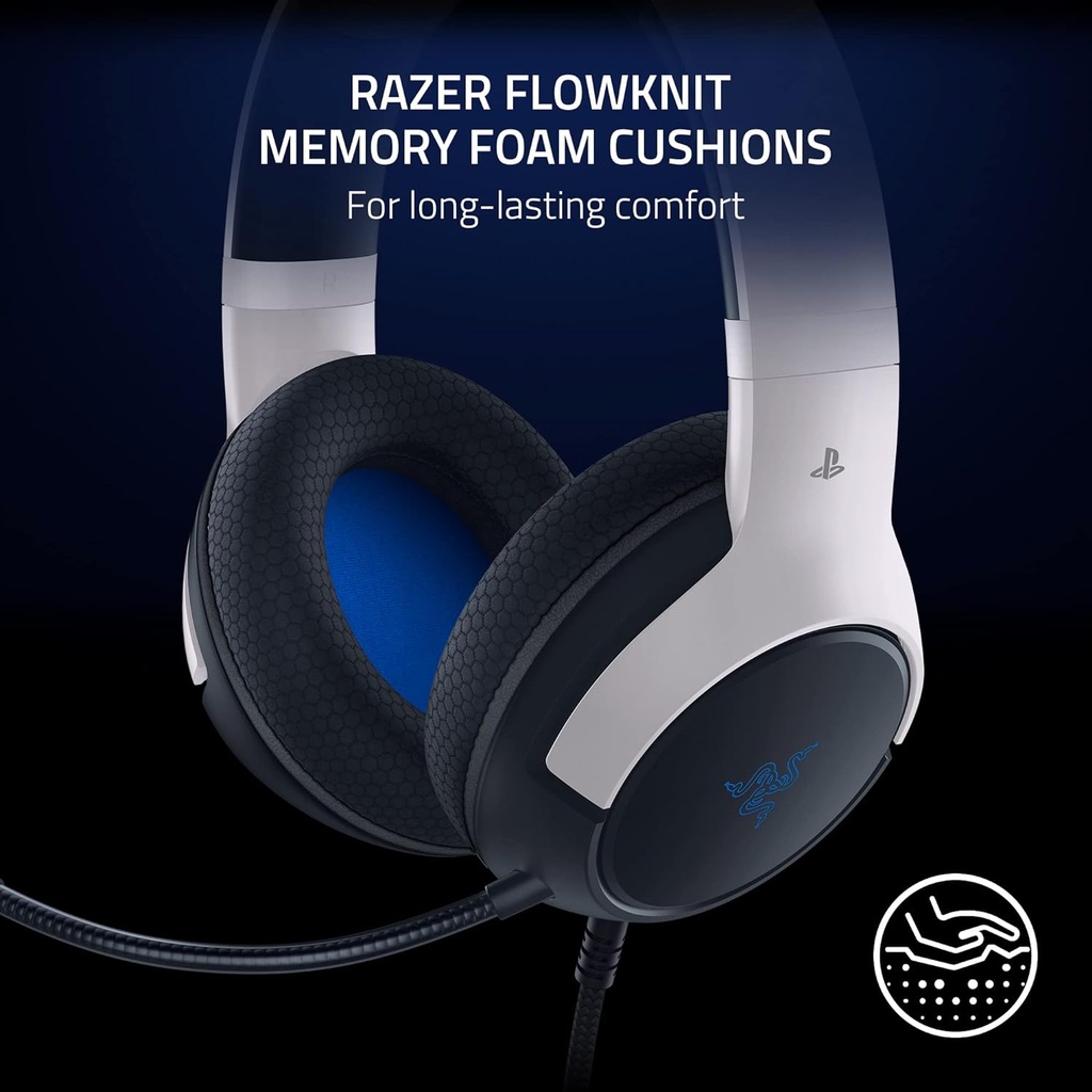 Razer Kaira X Wired Gaming Headset for PlayStation 5 / PS5, PS4, PC, Mac, Mobile: 50mm Drivers, HyperClear Cardioid Mic, Memory Foam Cushions, On-Headset Controls - White & Black