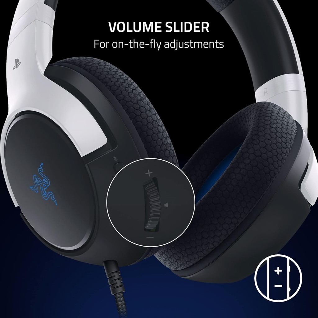 Razer Kaira X Wired Gaming Headset for PlayStation 5 / PS5, PS4, PC, Mac, Mobile: 50mm Drivers, HyperClear Cardioid Mic, Memory Foam Cushions, On-Headset Controls - White & Black
