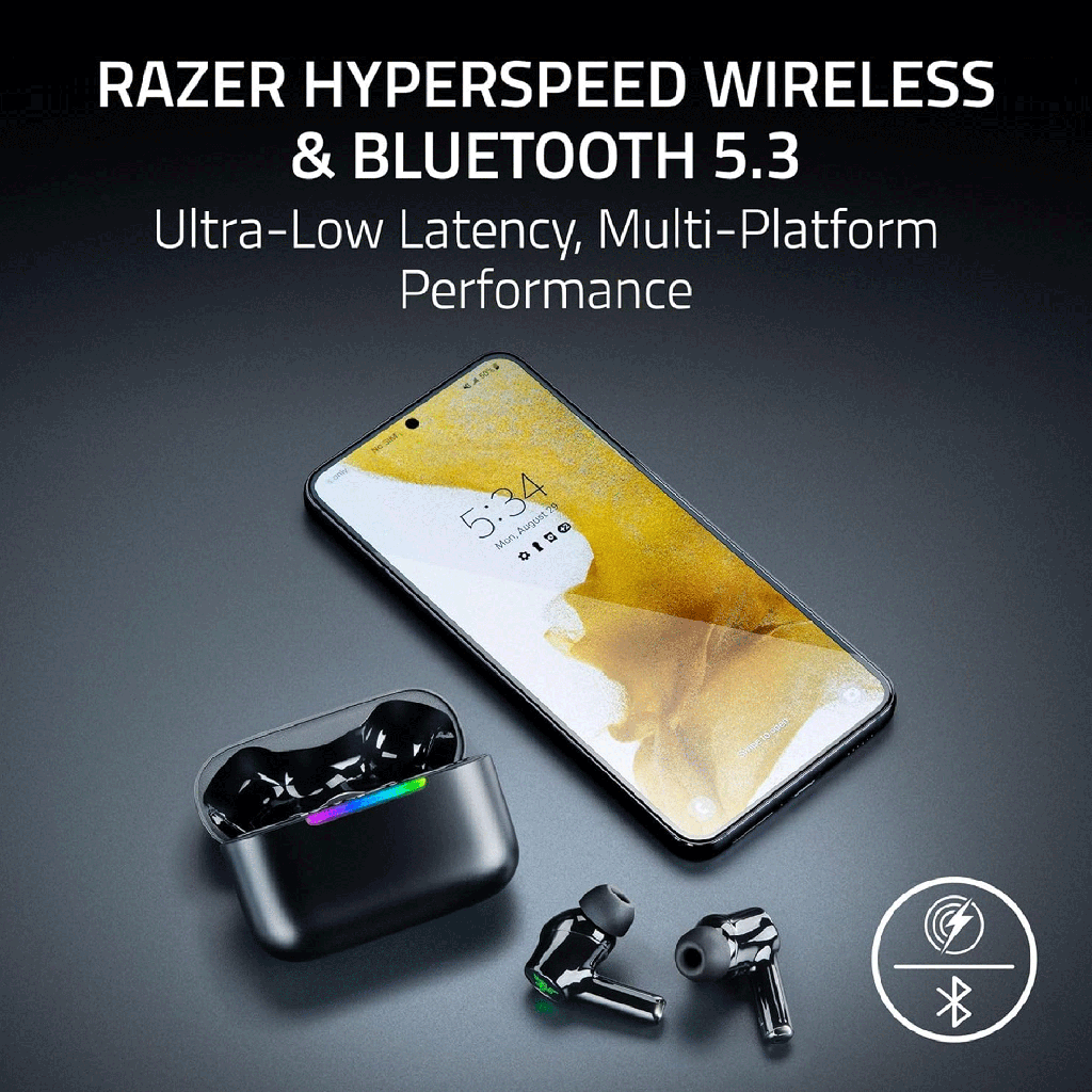 Razer Hammerhead V3 X HyperSpeed Wireless Multi-Platform ANC Gaming Earbuds - Black