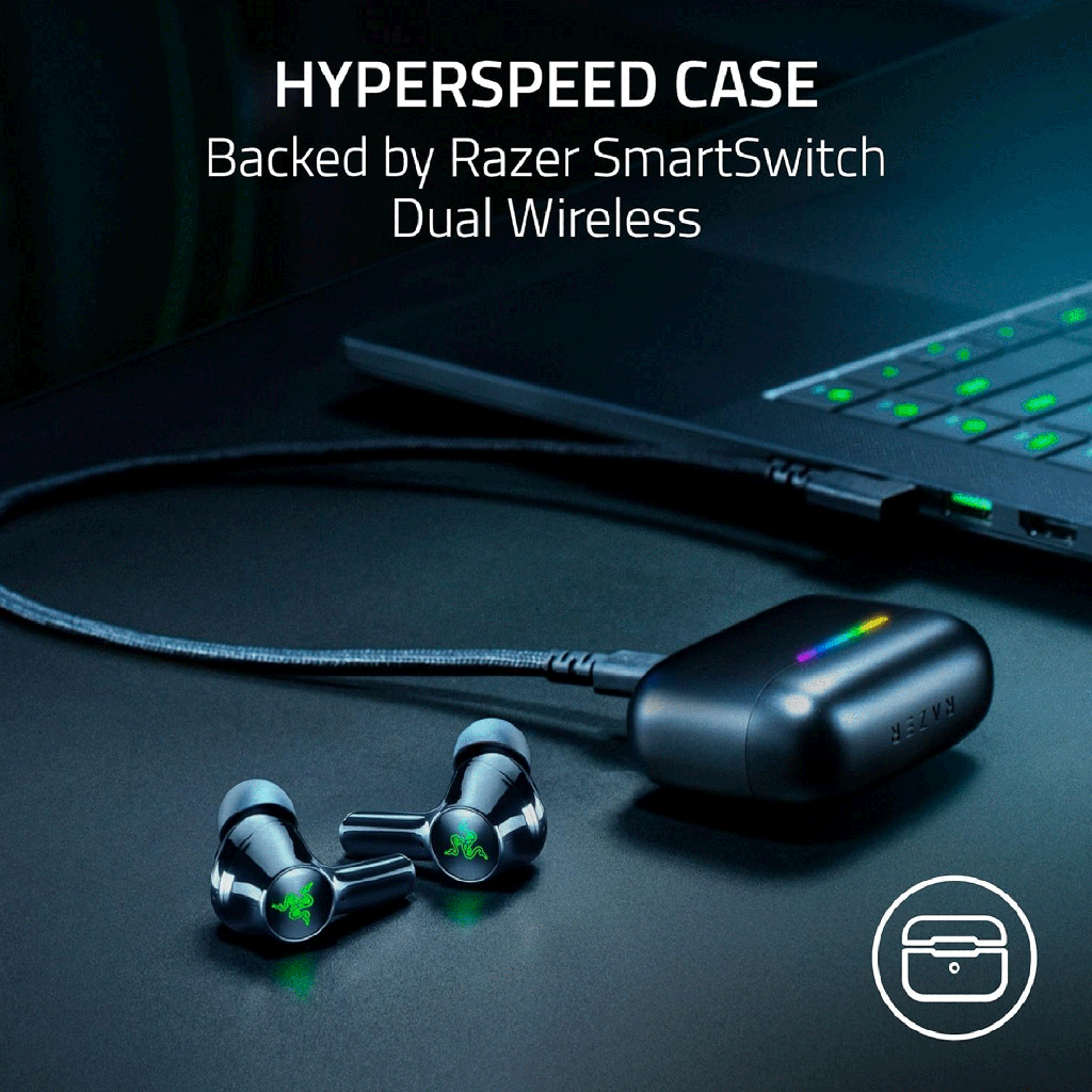 Razer Hammerhead V3 X HyperSpeed Wireless Multi-Platform ANC Gaming Earbuds - Black