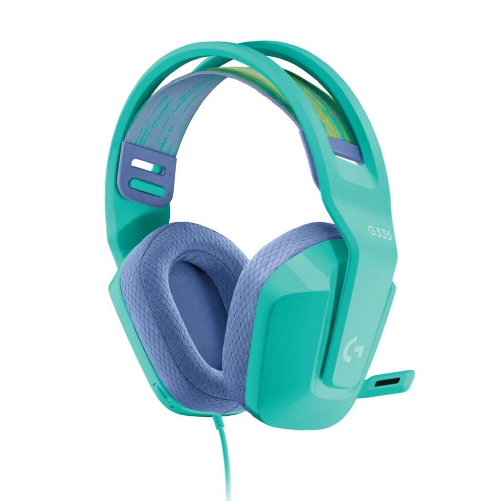 Logitech G335 Wired Gaming Headset, 40mm Drivers, Integrated Boom Mic, Soft, Breathable Memory Ear Cups, Adjustable Suspension Headband, Compatible with PC, PS, Xbox, Switch, Mint | 981-001024