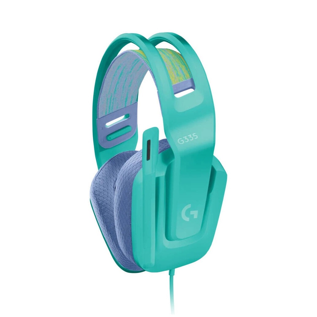 Logitech G335 Wired Gaming Headset, 40mm Drivers, Integrated Boom Mic, Soft, Breathable Memory Ear Cups, Adjustable Suspension Headband, Compatible with PC, PS, Xbox, Switch, Mint | 981-001024