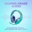 Logitech G335 Wired Gaming Headset, 40mm Drivers, Integrated Boom Mic, Soft, Breathable Memory Ear Cups, Adjustable Suspension Headband, Compatible with PC, PS, Xbox, Switch, Mint | 981-001024