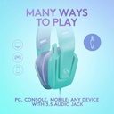 Logitech G335 Wired Gaming Headset, 40mm Drivers, Integrated Boom Mic, Soft, Breathable Memory Ear Cups, Adjustable Suspension Headband, Compatible with PC, PS, Xbox, Switch, Mint | 981-001024