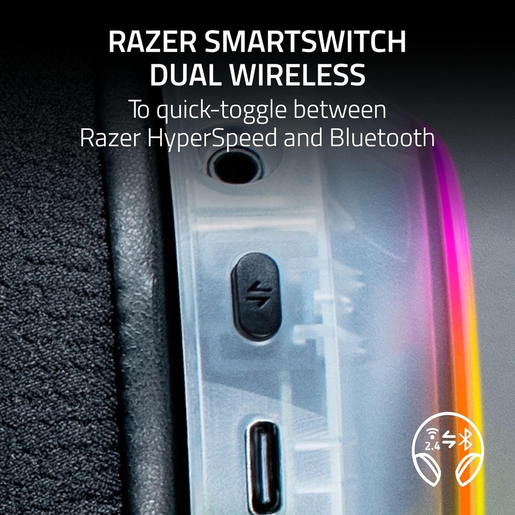 Razer Barracuda X Chroma Wireless Multi Platfrom Gaming Headset For PC,Mac,PlayStation,Switch, Steam Deck & Smartphone - Phantom White
