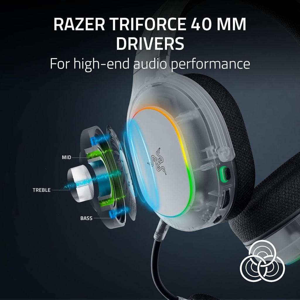Razer Barracuda X Chroma Wireless Multi Platfrom Gaming Headset For PC,Mac,PlayStation,Switch, Steam Deck & Smartphone - Phantom White