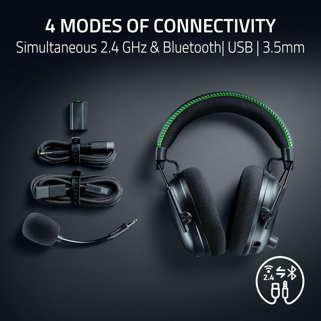 Razer BlackShark V3 Pro Wireless ANC Gaming Headset for Xbox: Full Band Mic - 50mm Driver - 2.4 GHz, Bluetooth, USB, 3.5mm - Works with PC, Mac, PS5, Nintendo Switch - Long Battery Life - 2XKO Edition | RZ04-05401100-R3M1