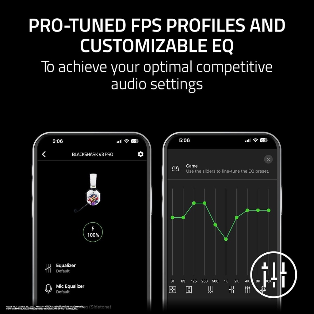 Razer BlackShark V3 Pro Wireless ANC Gaming Headset for Xbox: Full Band Mic - 50mm Driver - 2.4 GHz, Bluetooth, USB, 3.5mm - Works with PC, Mac, PS5, Nintendo Switch - Long Battery Life - 2XKO Edition | RZ04-05401100-R3M1