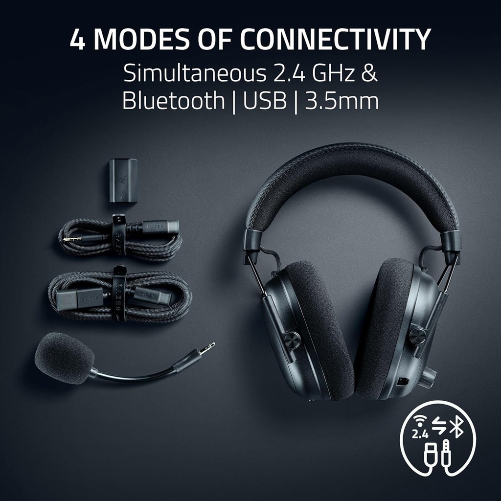 Razer BlackShark V3 Pro Gaming Headset, HyperSpeed Wireless Gen 2, Hybrid Active Noise Cancellation, Detachable Razer HyperClear Full Band 12mm Mic, PlayStation, Black | RZ04-05400500-R3G1
