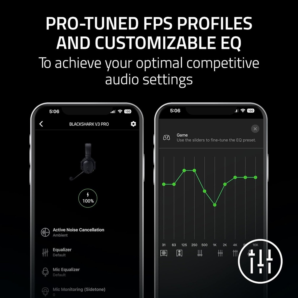 Razer BlackShark V3 Pro Gaming Headset, HyperSpeed Wireless Gen 2, Hybrid Active Noise Cancellation, Detachable Razer HyperClear Full Band 12mm Mic, PlayStation, Black | RZ04-05400500-R3G1