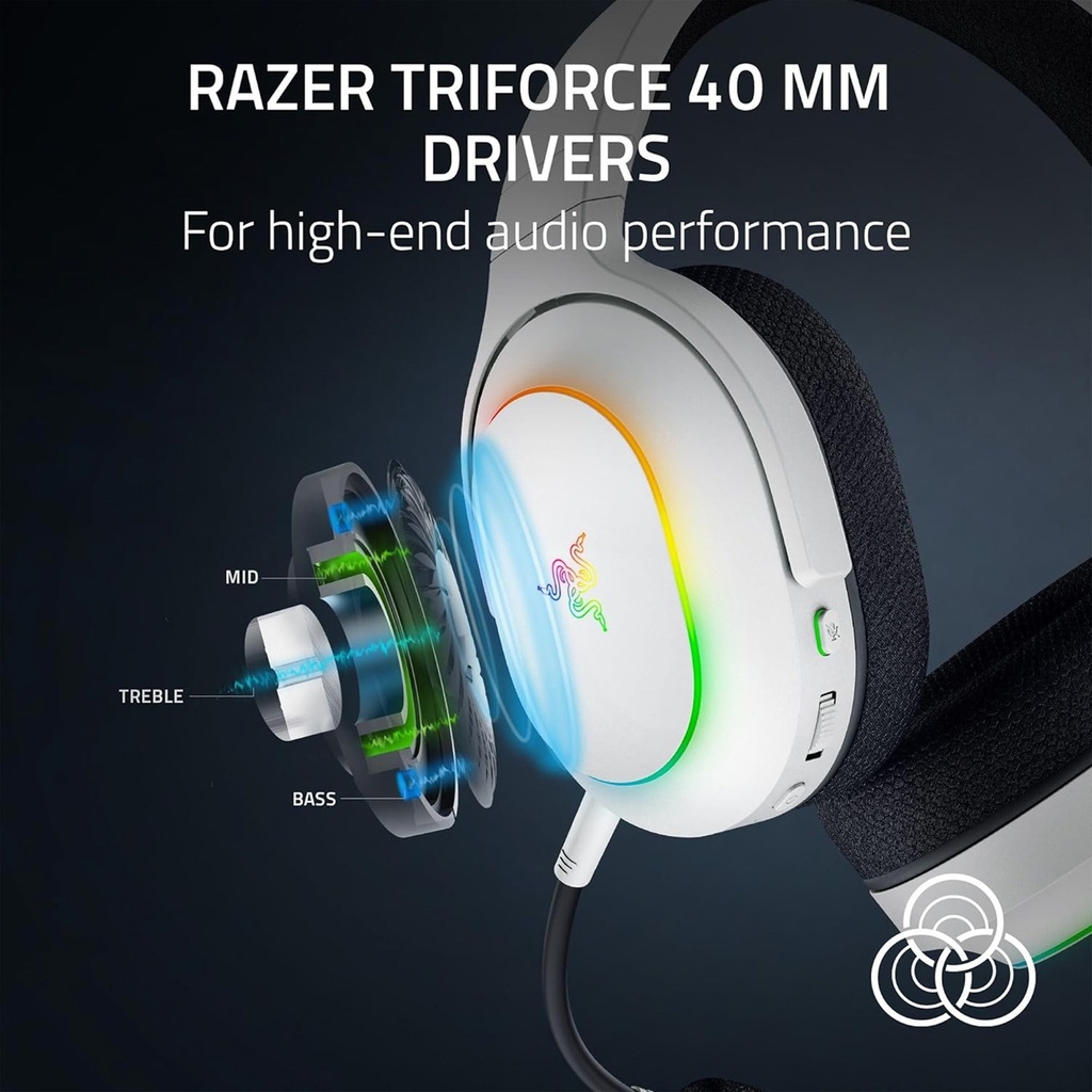 Razer Barracuda X Chroma Wireless Multi-Platform Gaming Headset For PC, Mac, PlayStation, Switch & SmartPhone - White Edition