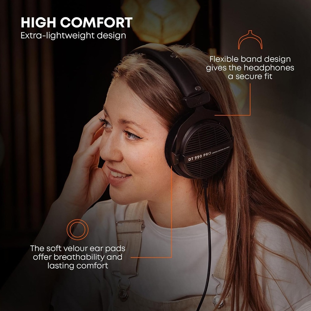 Beyerdynamic DT 990 PRO 250 OHMS Over-Ear Studio Headphones For Mixing, Mastering & Editing (Made in Germany) - Gray