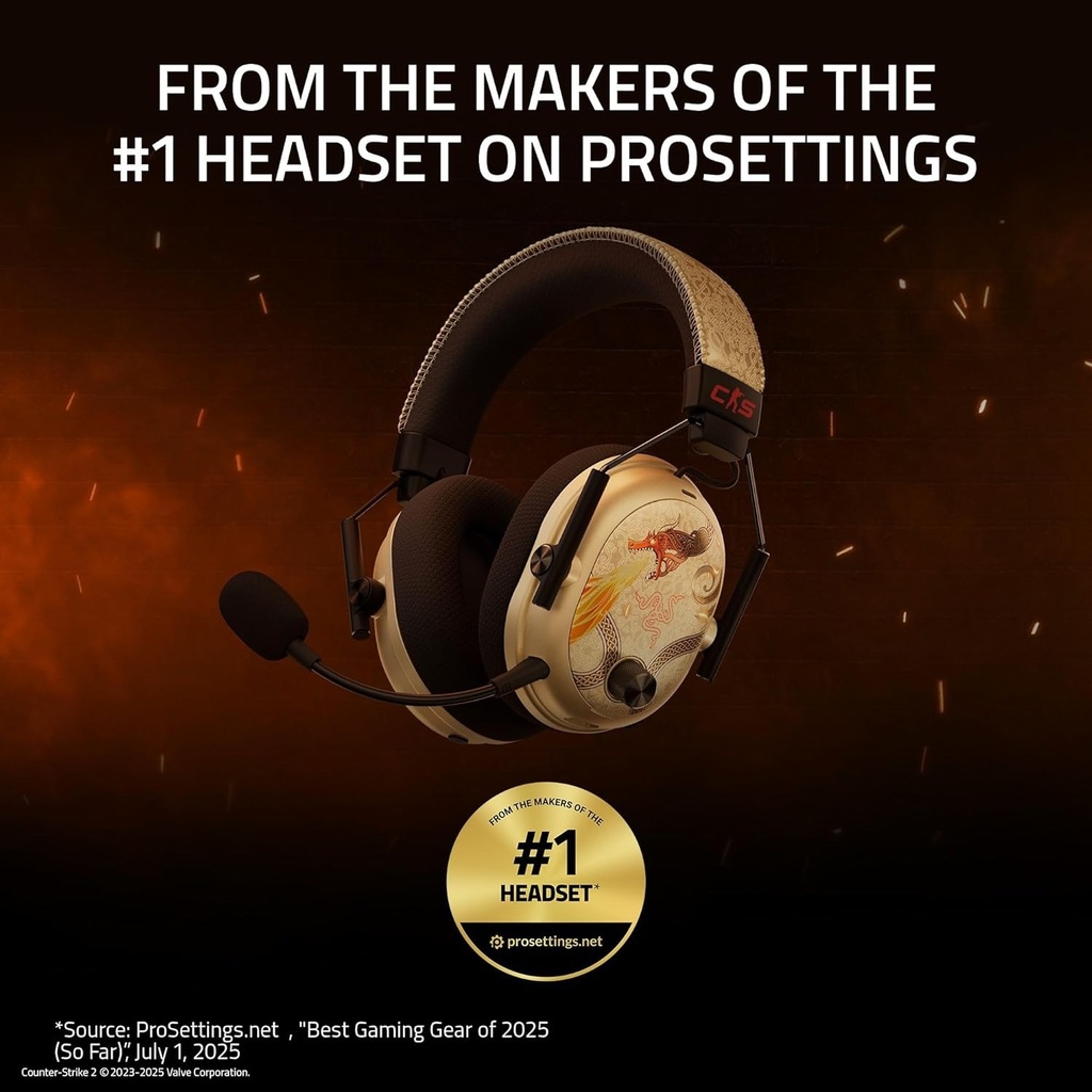 Razer BlackShark V3 Pro Wireless ANC Gaming Headset for PC: Full Band Mic, 50mm Drivers, 2.4 GHz, Bluetooth, USB, 3.5mm, Works with Mac, PS5, Nintendo Switch, Smartphone - Counter-Strike 2 Edition | RZ04-05400800-R3M1