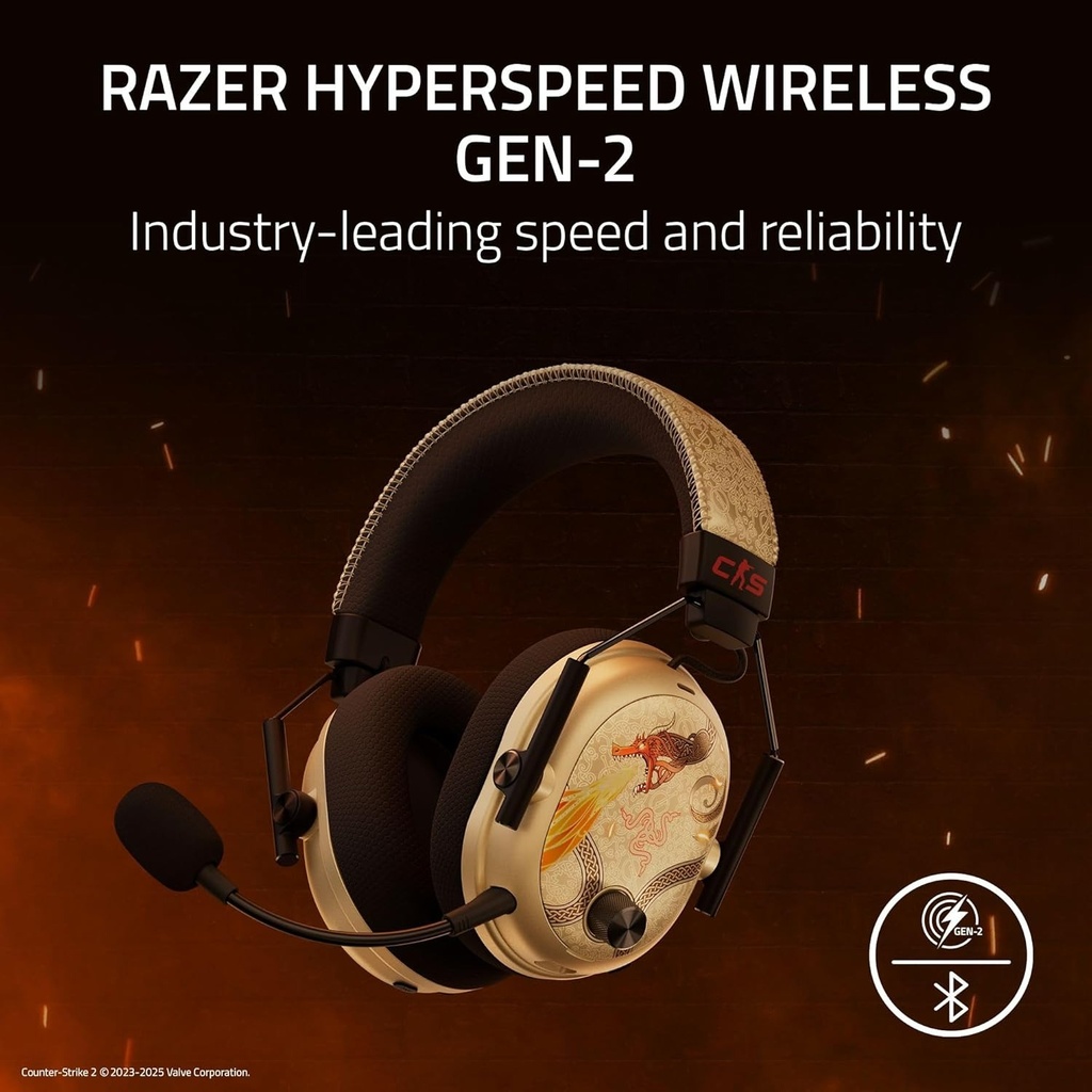 Razer BlackShark V3 Pro Wireless ANC Gaming Headset for PC: Full Band Mic, 50mm Drivers, 2.4 GHz, Bluetooth, USB, 3.5mm, Works with Mac, PS5, Nintendo Switch, Smartphone - Counter-Strike 2 Edition | RZ04-05400800-R3M1