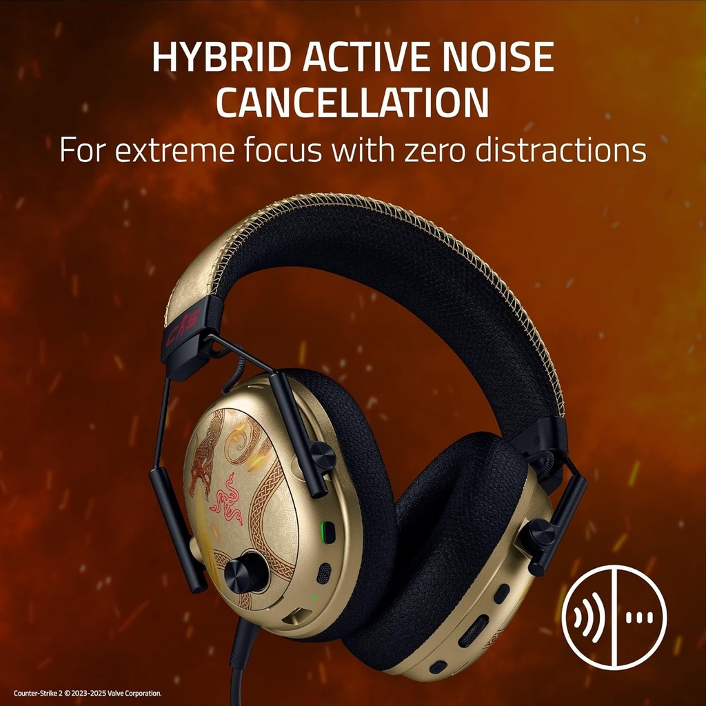 Razer BlackShark V3 Pro Wireless ANC Gaming Headset for PC: Full Band Mic, 50mm Drivers, 2.4 GHz, Bluetooth, USB, 3.5mm, Works with Mac, PS5, Nintendo Switch, Smartphone - Counter-Strike 2 Edition | RZ04-05400800-R3M1