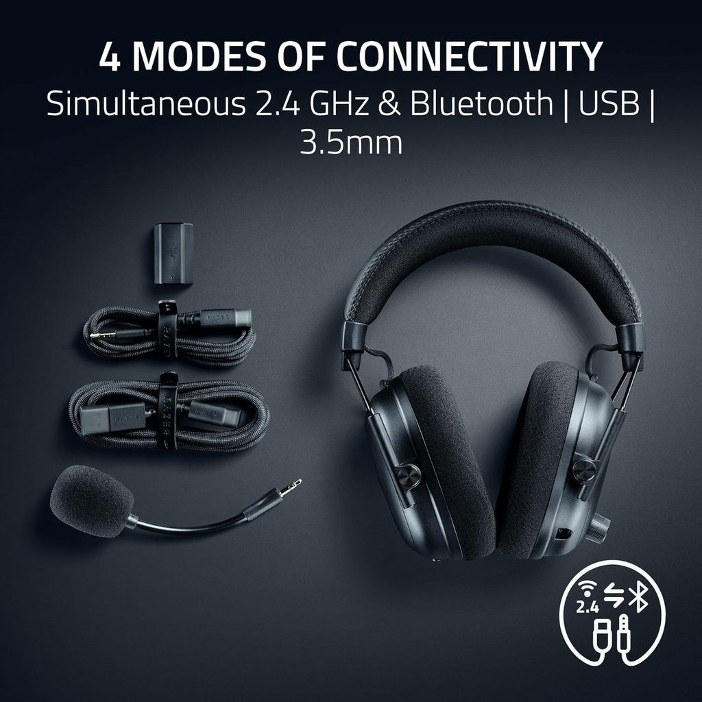 Razer BlackShark V3 Pro Wireless ANC Gaming Headset for PC: Full Band Mic, 50mm Drivers, 2.4 GHz, Bluetooth, USB, 3.5mm, Works with Mac, PS5, Nintendo Switch, Smartphone - Counter-Strike 2 Edition | RZ04-05400800-R3M1