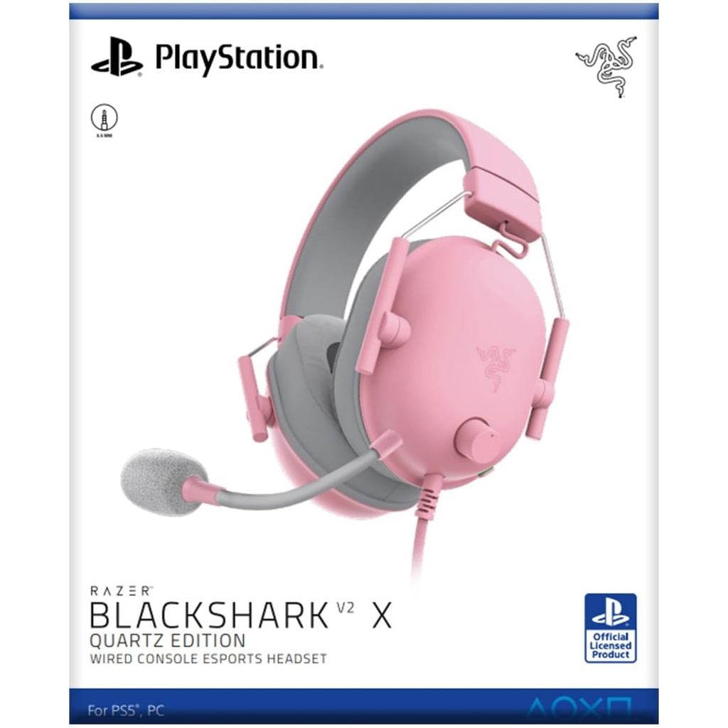 Razer BlackShark V2 X Wired Console Esports HeadSet, Advanced Passive Noise Cancellation, 3.5mm Analog Connection - Quartz Edition