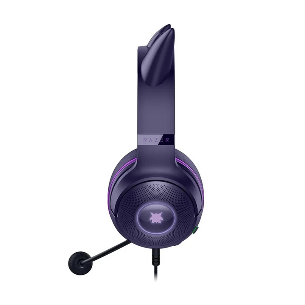 Razer PokeMon Kraken Kitty V2 Gengar USB Wired Headset, Hybrid Fabric And Leatherette Cushions 7.1 Surround, - Purple