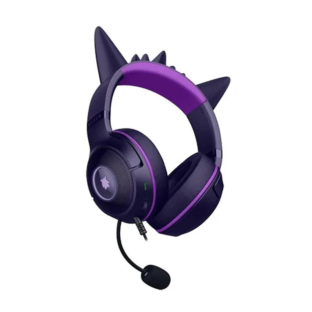Razer PokeMon Kraken Kitty V2 Gengar USB Wired Headset, Hybrid Fabric And Leatherette Cushions 7.1 Surround, - Purple