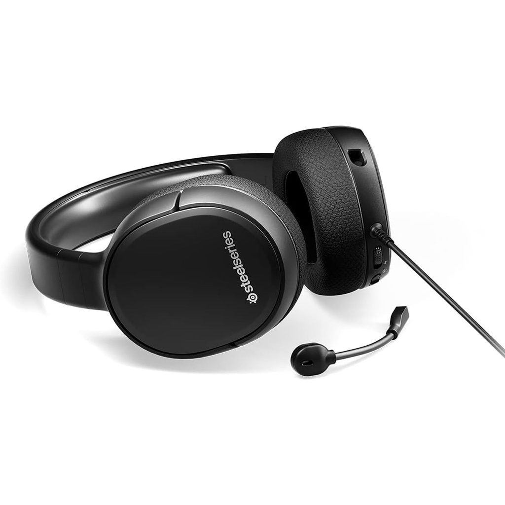 SteelSeries Artis 1 Wired Gaming Headset, Detachable Microphone, On-Headset Controls, For PC, Playstation, Xbox & Switch - Black