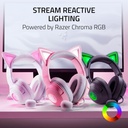 Razer Kraken Kitty V2 USB Wired RGB Gaming Headset: Chroma Kitty Ears, Stream Reactive Lighting, HyperClear Cardioid Mic, 7.1 Surround Sound For PC, PS4, PS5 - White